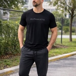 Alphalete Black Athletic T-Shirt Size M Men's Gym Performance Training Tee